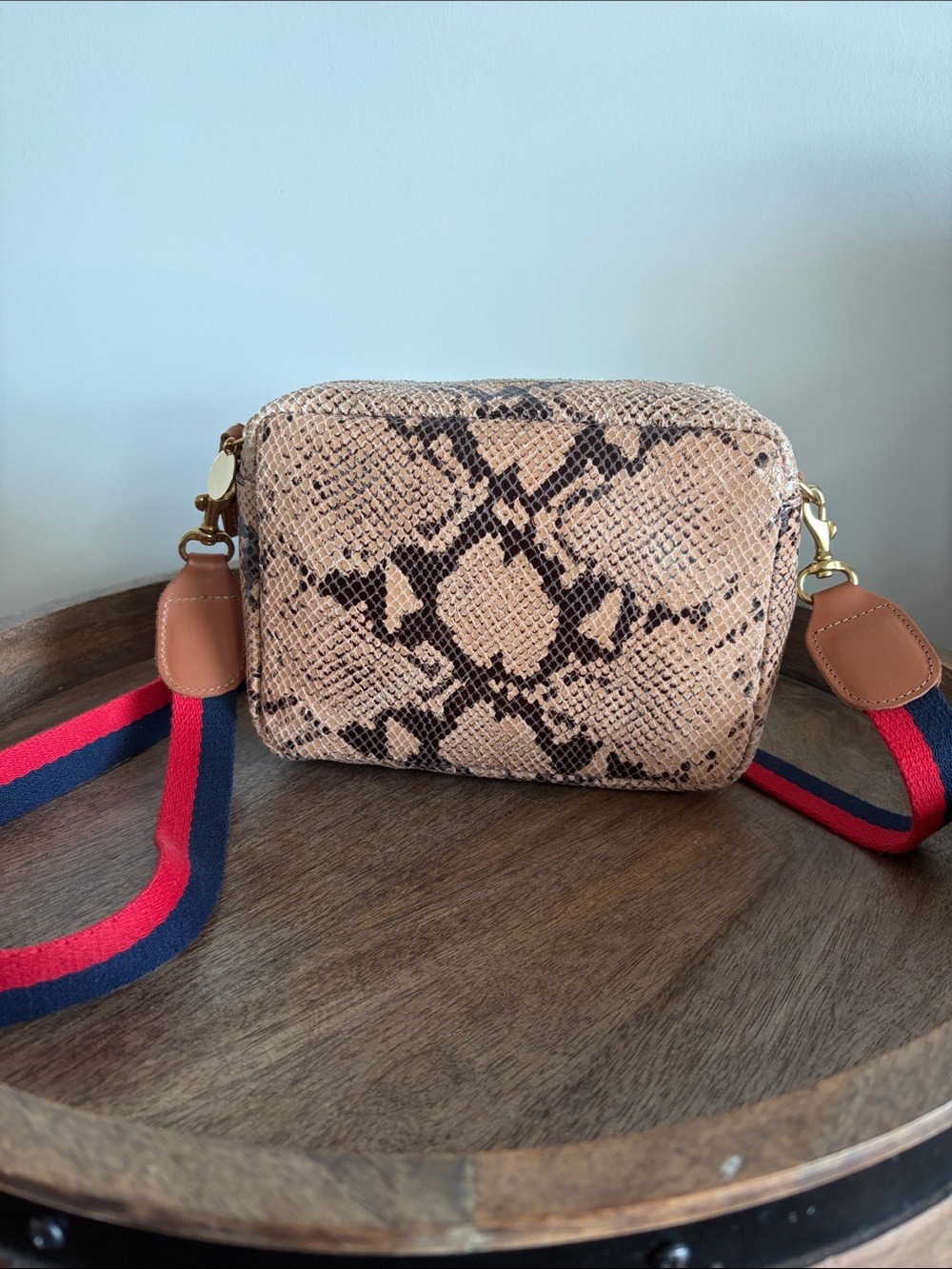 Clare V. Midi Sac Tan Snake Embossed Leather Crossbody NWT